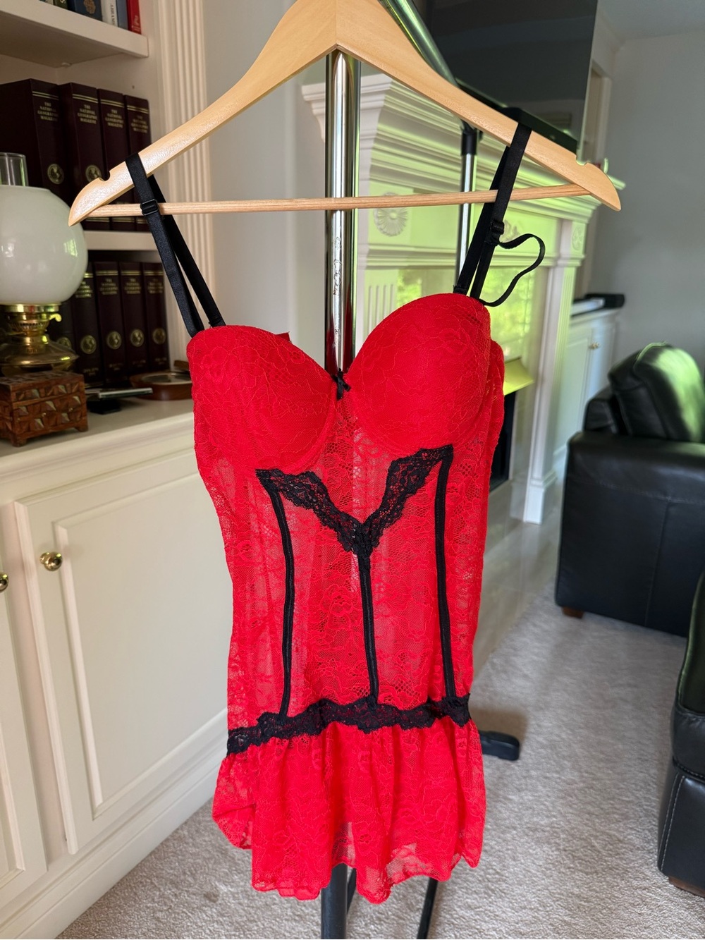 Inteco intimates red lace corset chemise